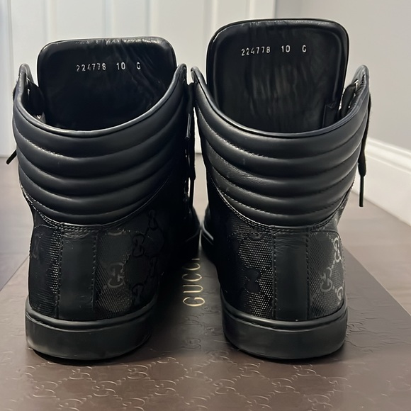 GUCCI IMPRIMEE/NEW PRAGA SOFT BLACK HIGH TOP SNEAKERS - Picture 4 of 13